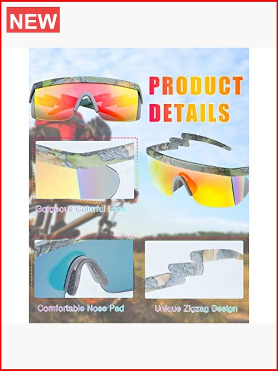 3 Pairs Retro Semi Rimless Sunglasses 80s 90s Zigzag Colored Lens main image 7